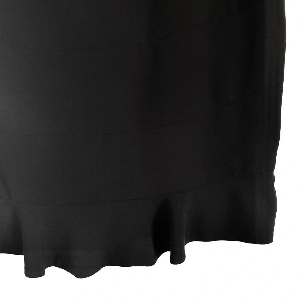 Anthropologie HD in Paris Flounce Hem Mermaid Mini Pencil Skirt in Black 10 EUC